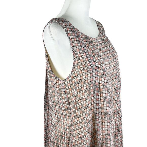 Max Studio Sleeveless Fit And Flare Boho Print Dress Pink Cream Blue Large NEW - Picture 6 of 13